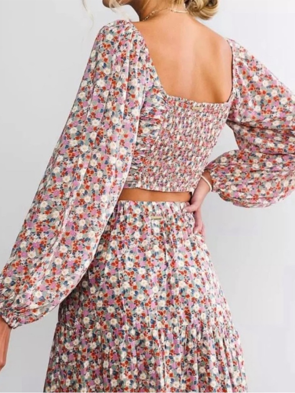 Billabong x The Salty Blonde Floral Top Maxi Skirt Set Size M/L - Picture 3 of 11